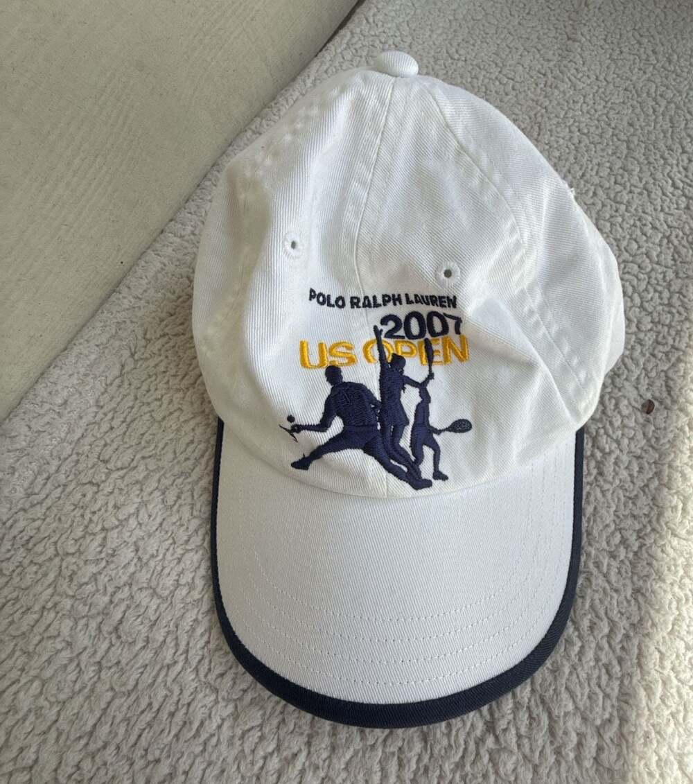 NWT White Polo Ralph Lauren US Open 2007 Baseball Cap Vintage